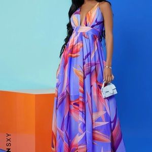 SHEIN DRESS BIRDS OF PARADISE FLORAL